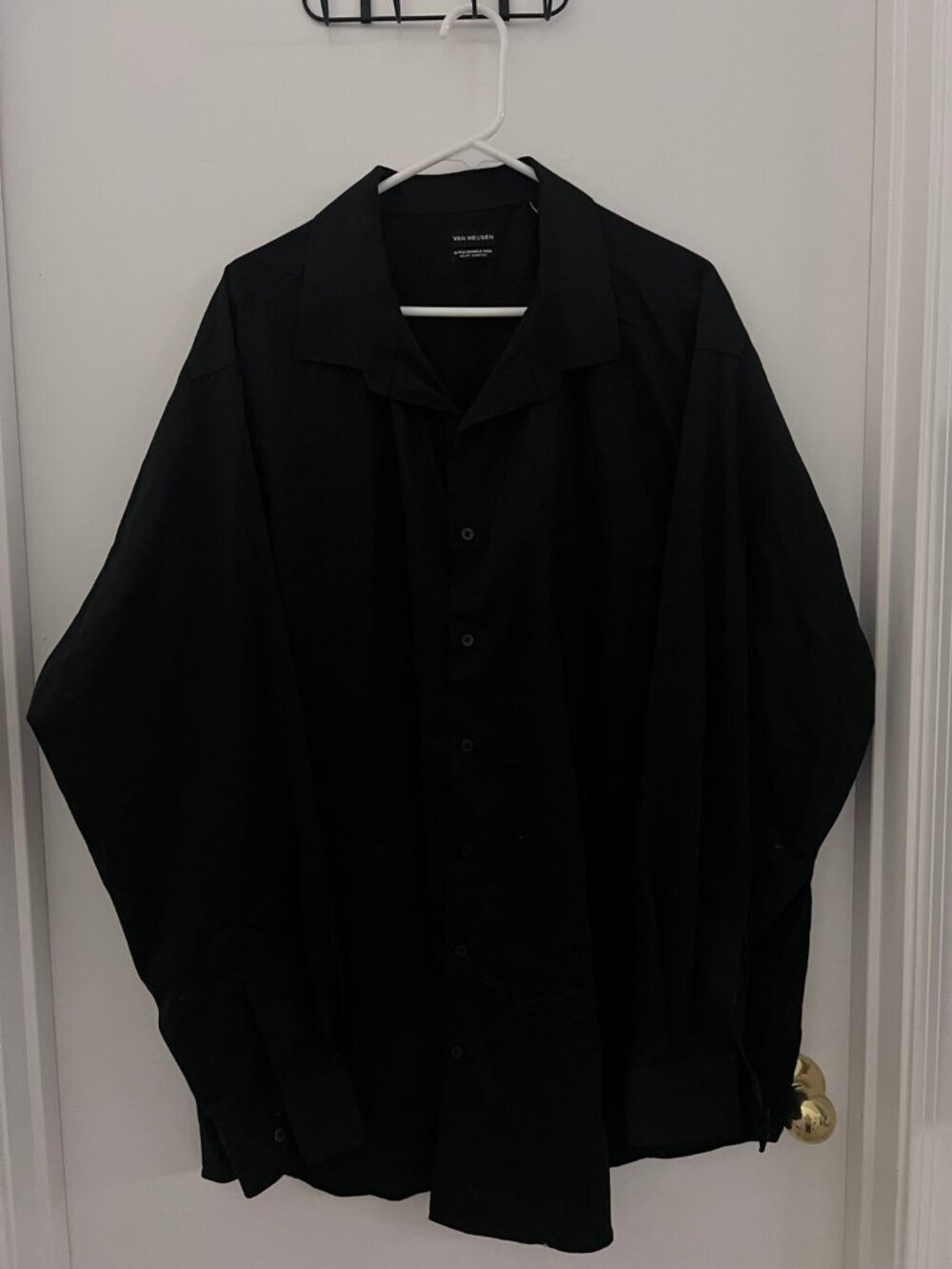 Van Heusen Men’s Black Dress Shirt Big Fit Stretch Ultra Wrinkle Free 20 36/37